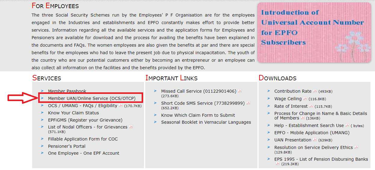 epfo login for employee