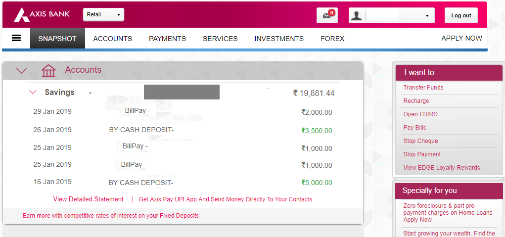 axis bank employee salary slip