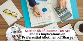 Section 58 of Income Tax Act and its Implications on Preferential Allotment of Shares