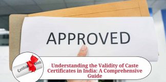 validity of caste certificate in india