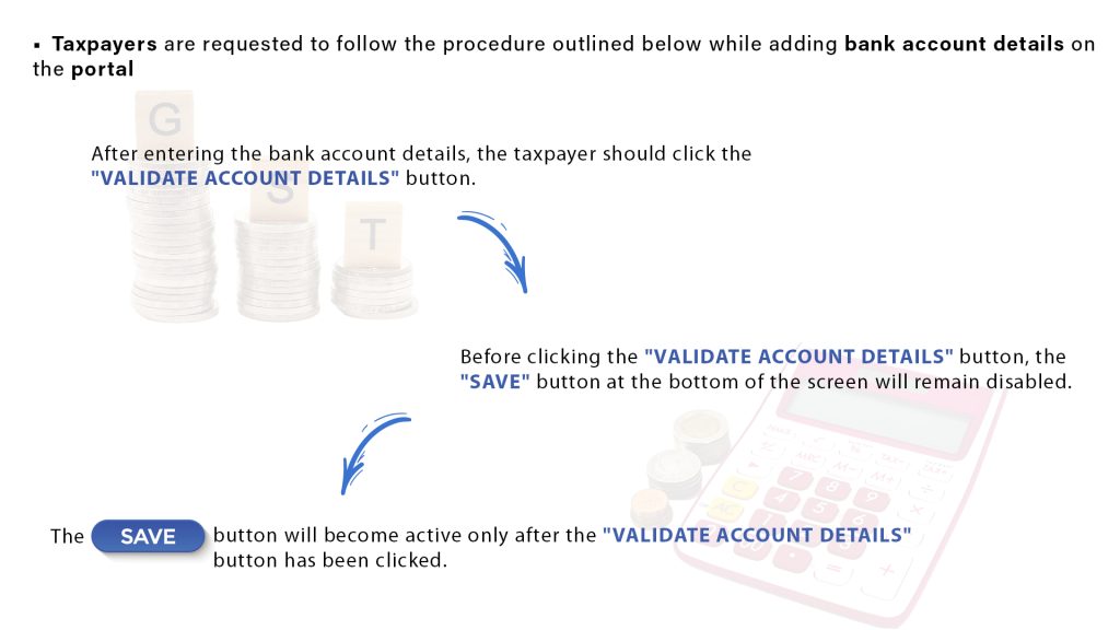 Add bank account details on the portal.